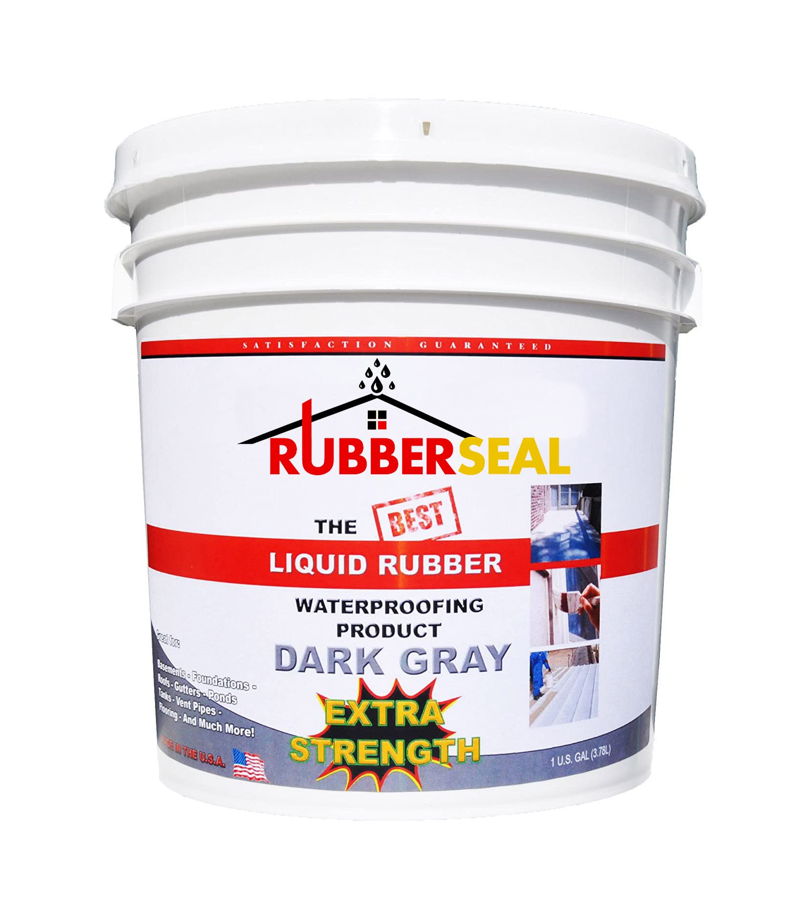 Liquid Rubber Waterproofing Coating - 1 Gallon Extra Strength Dark Gray | Waterproof Sealant for Roofs, Foundations, Basements & Concrete | DIY Protective Coating for Home Repair & Outdoor Projects