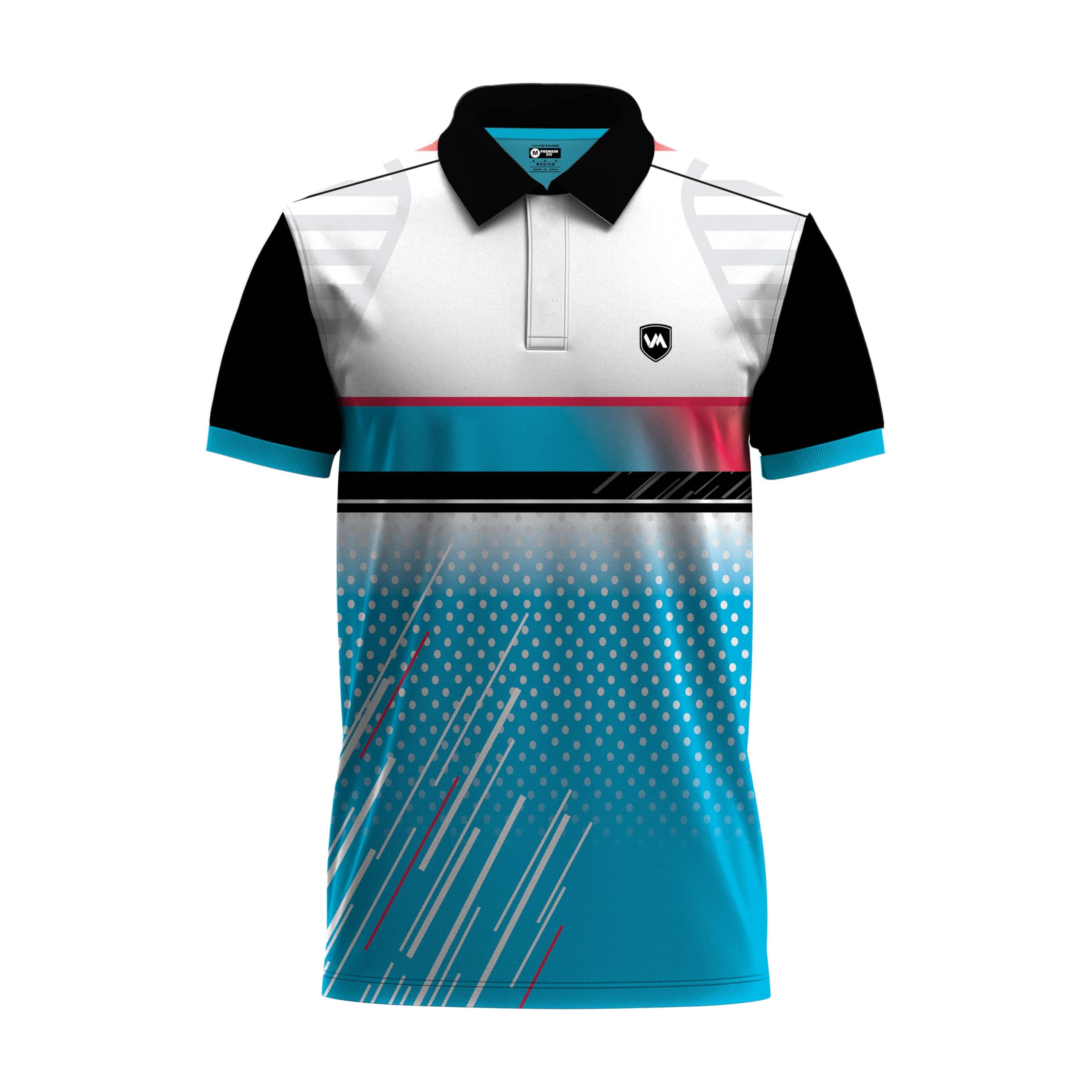 VM Clothing Men's DryFit Half Sleeve Printed Cricket Jersey - Breathable Sports Shirt for Cricket Teams & Club Players - Perfect for Matches, Practice & Fan Wear