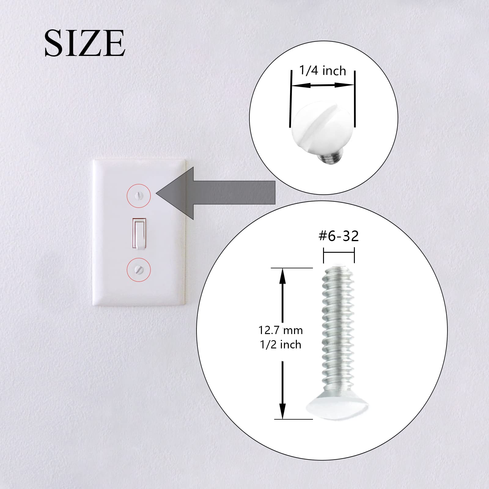 60 Pack 1/2 Inch 6-32 Thread White Wall Screws for Wall Plates & Switch Plates - Perfect for Home Electrical Installations and DIY Projects