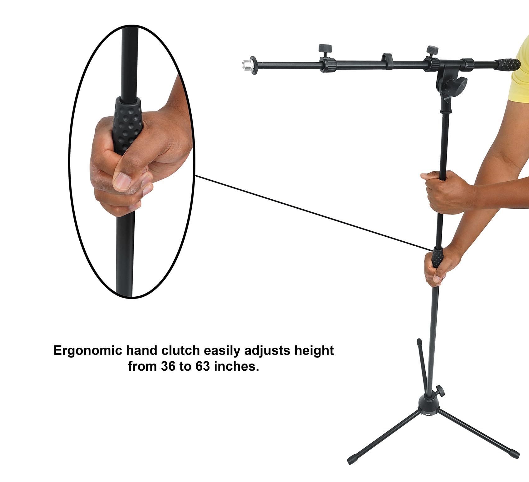 Rockville RMC-XLR Professional Metal Handheld Wired Microphone with Tripod Stand - Studio Recording, Live Performances & Podcasting (Black)