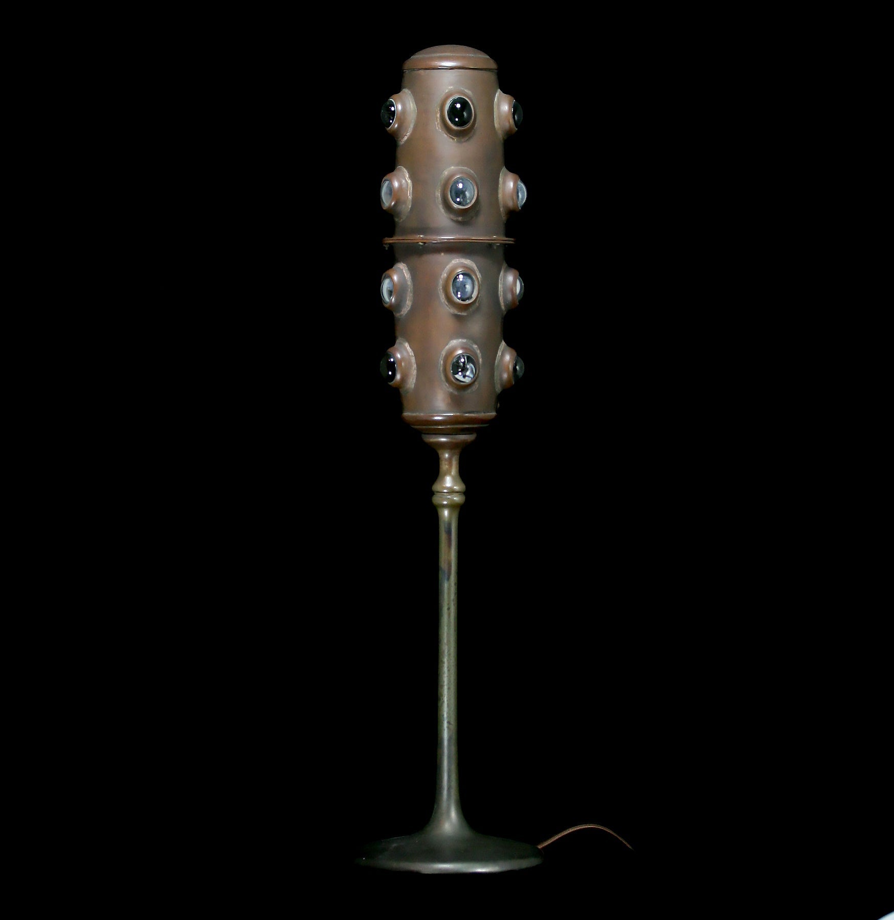 Vintage Fresnel Candlestick Lamp - Antique Brass Finish for Home Decor, Perfect for Dining Table Centerpiece, Fireplace Mantel & Romantic Ambiance Lighting