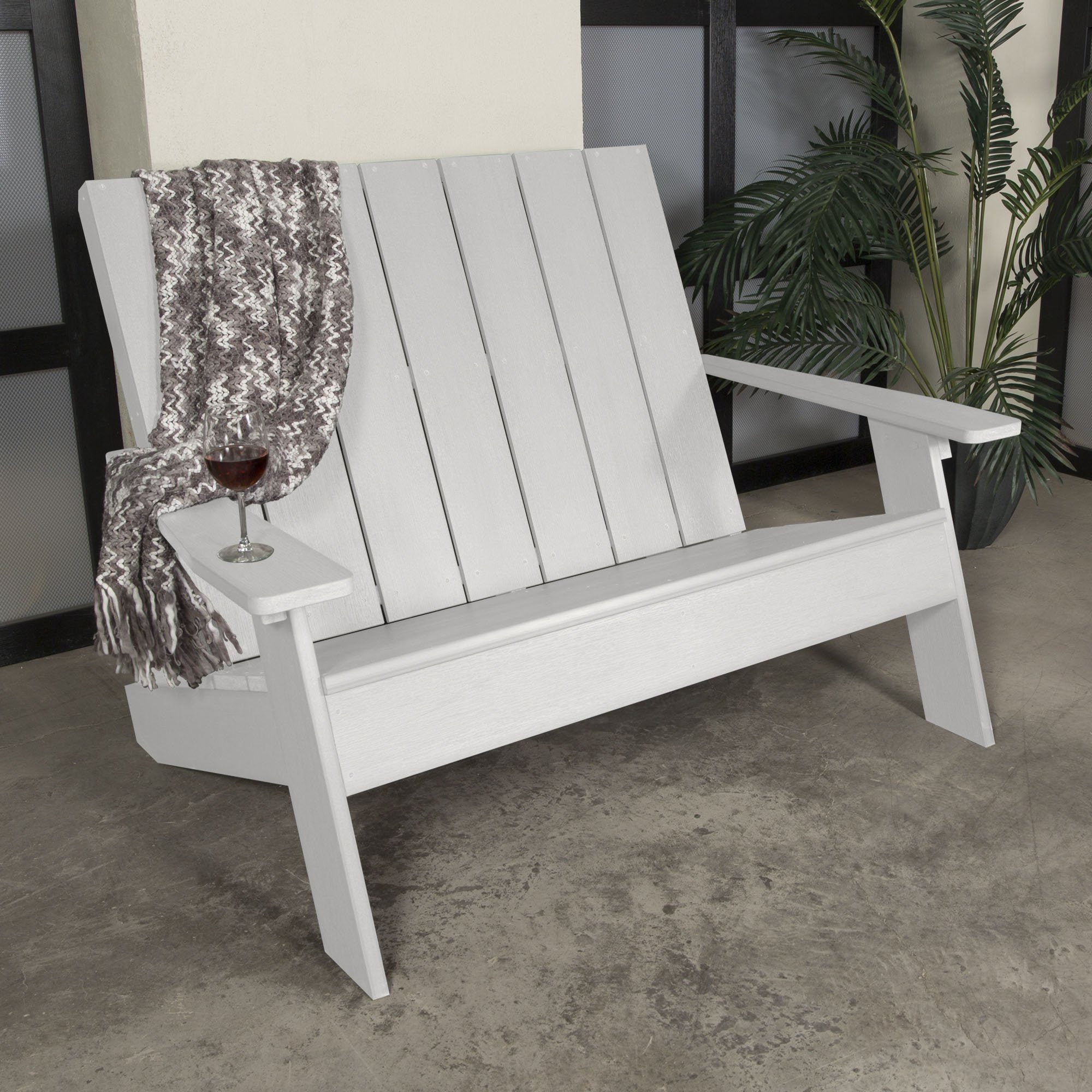 Refurbished Italica Modern Double Wide Adirondack Chair - Outdoor Patio Furniture for Garden, Poolside & Backyard Relaxation