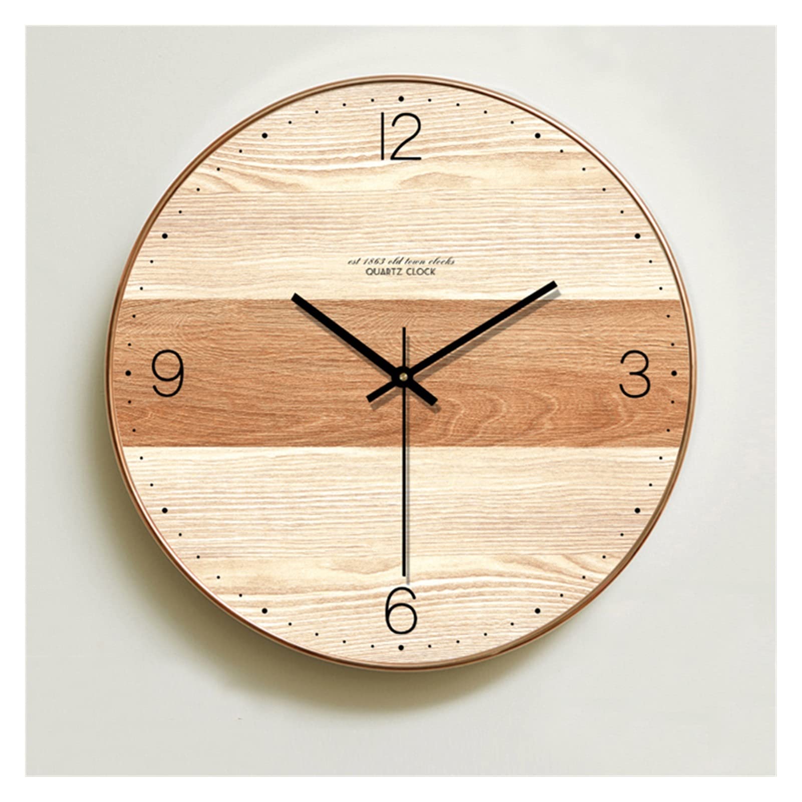Modern Minimalist Wooden Wall Clock 14 Inch - Silent Non-Ticking, Nordic Style Home Decor for Bedroom, Living Room, Office - Red Wooden Wall Art with Easy-to-Read Numbers (Perfect for Home, Office & Gifts)