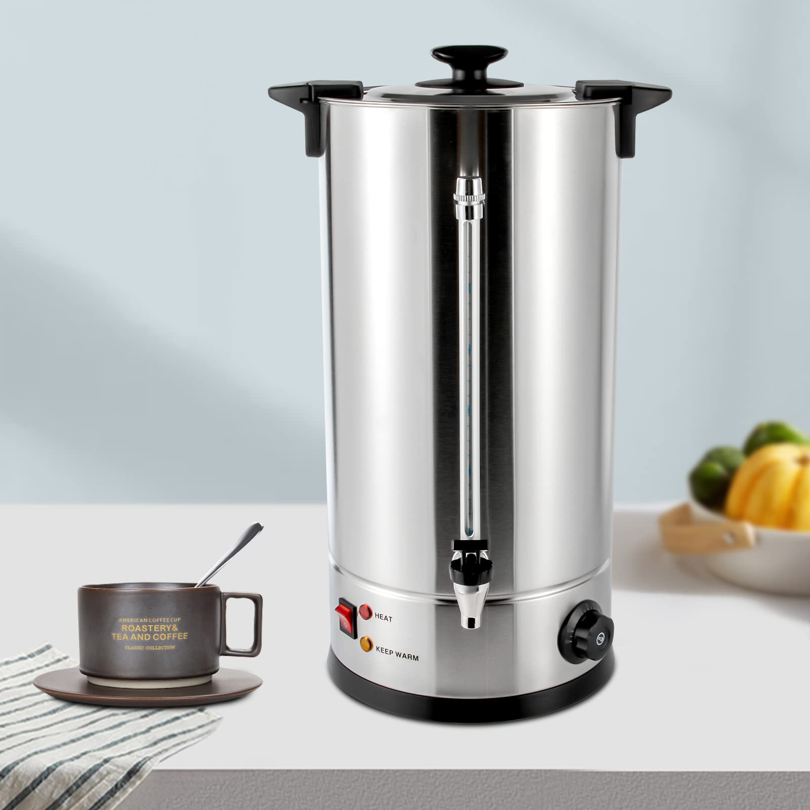 15L/3.96Gal Commercial Stainless Steel Coffee Urn with Faucet - Adjustable Temperature (86-230°F) Electric Hot Beverage Dispenser for Home, Office, Party & Catering - Perfect for Large Gatherings, Events and Hospitality Use
