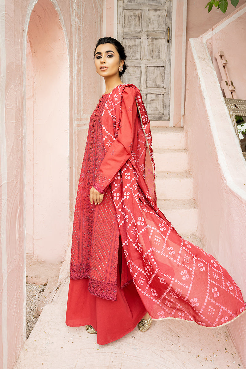 Mandarin Mars Embroidered Lawn 3-Piece Set - Elegant Floral Design for Women's Summer Dresses & Casual Outfits