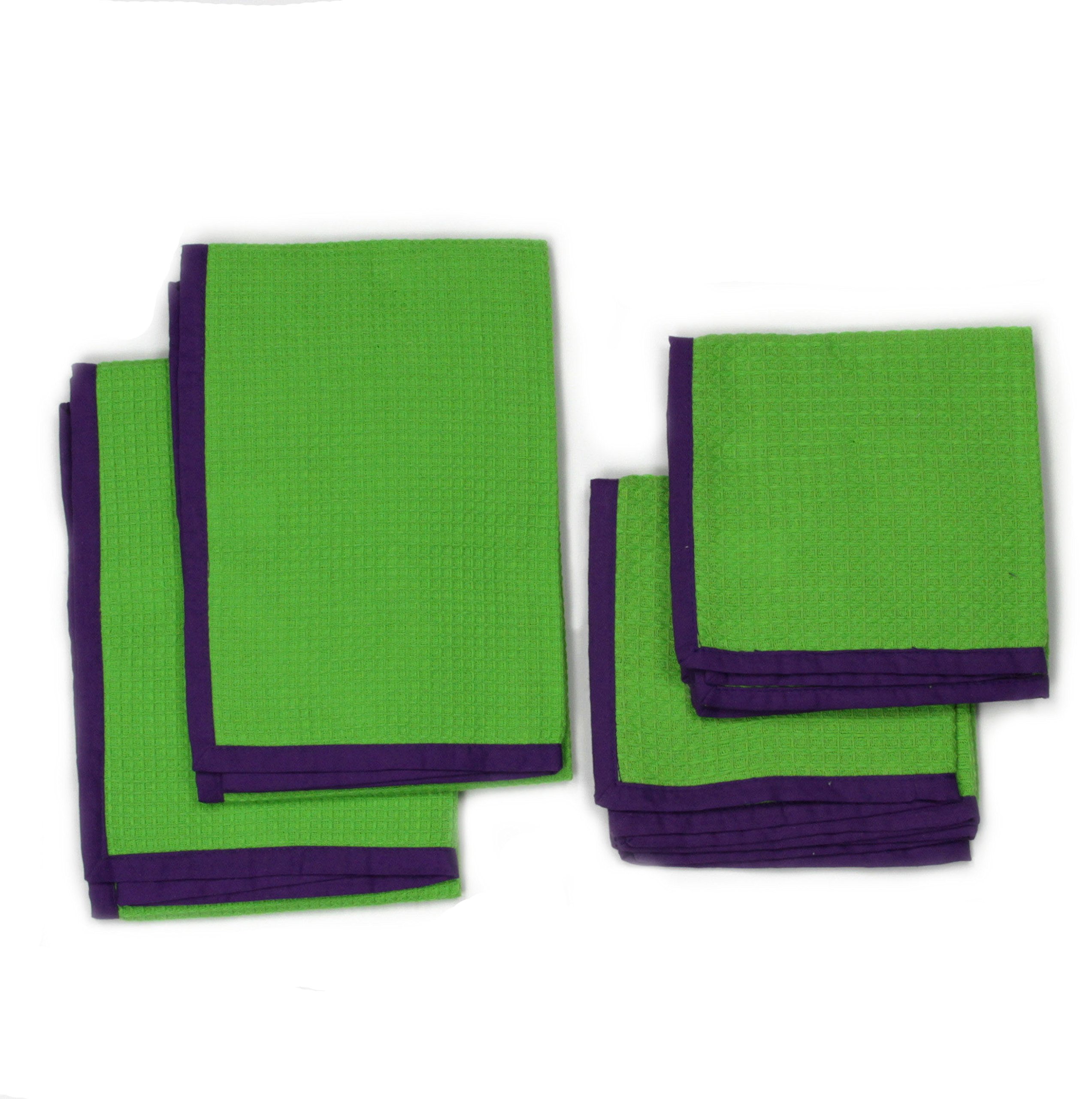 Premium Chef Craft Dish Towel Set - 100% Cotton, Absorbent & Quick-Drying Kitchen Towels (Green, 4-Pack) - Perfect for Cooking, Baking & Kitchen Cleaning