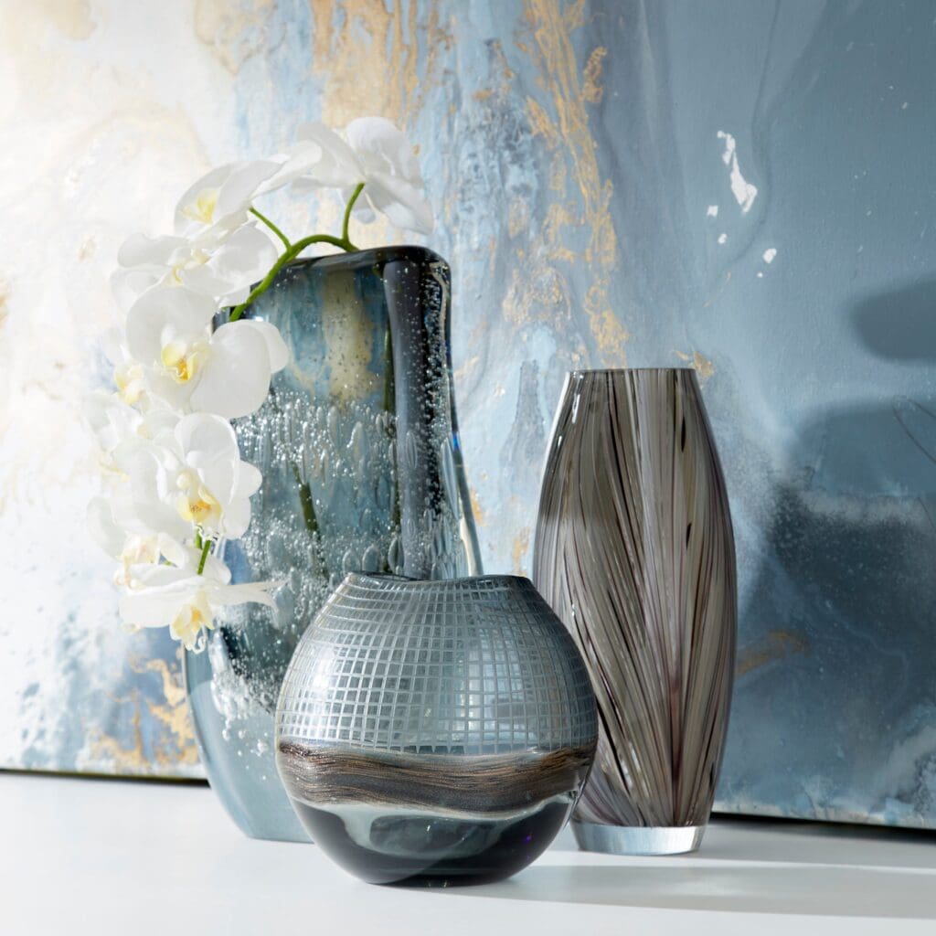Cyan Design 10898 Viceroy Vase - Elegant Grey and Clear Glass Home Decor for Living Room, Dining Table, or Wedding Centerpiece
