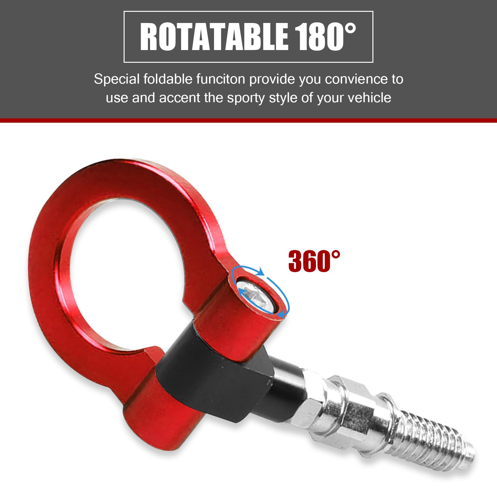 Universal Car Bumper Spiral Towing Hook - Red Trailer Accessory for Off-Road & Towing