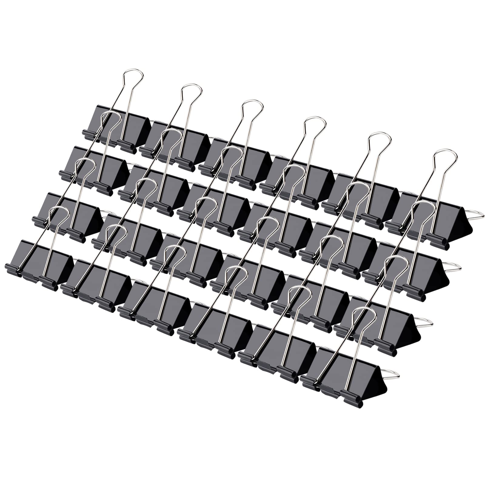 24 Pack 1.25 Inch Black Metal Binder Clips - Medium Size Office Paper Clips for Organizing Documents, School Supplies & Home Office Use