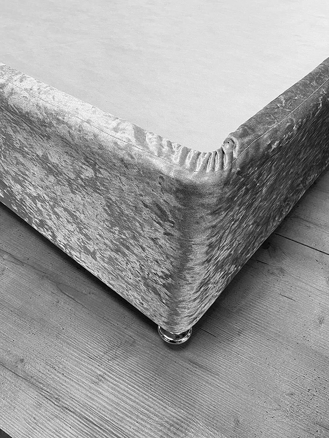 Crushed Velvet Couch Skirt Slipcover - Silver Gray Stretch Elastic Sofa Cover for King Size - Perfect for Living Room, Bedroom & Home Decor
