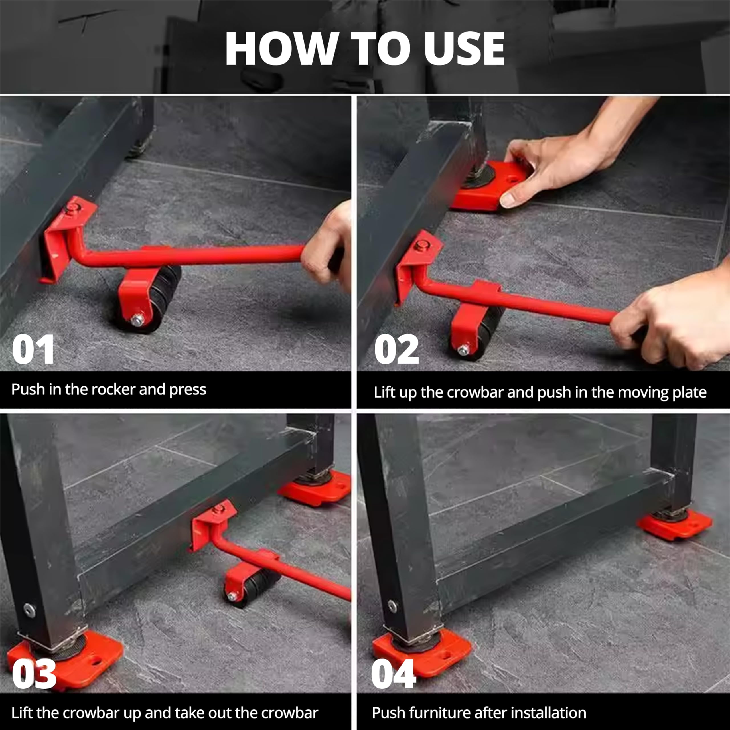 Heavy Duty Furniture Sliders and Movers - 4-Piece Set with 360° Rotational Pads | Supports Up to 150kg (330 lbs) | Easy Furniture Moving Tool for Hardwood Floors, Carpets & Tile | Home, Office & Warehouse Use
