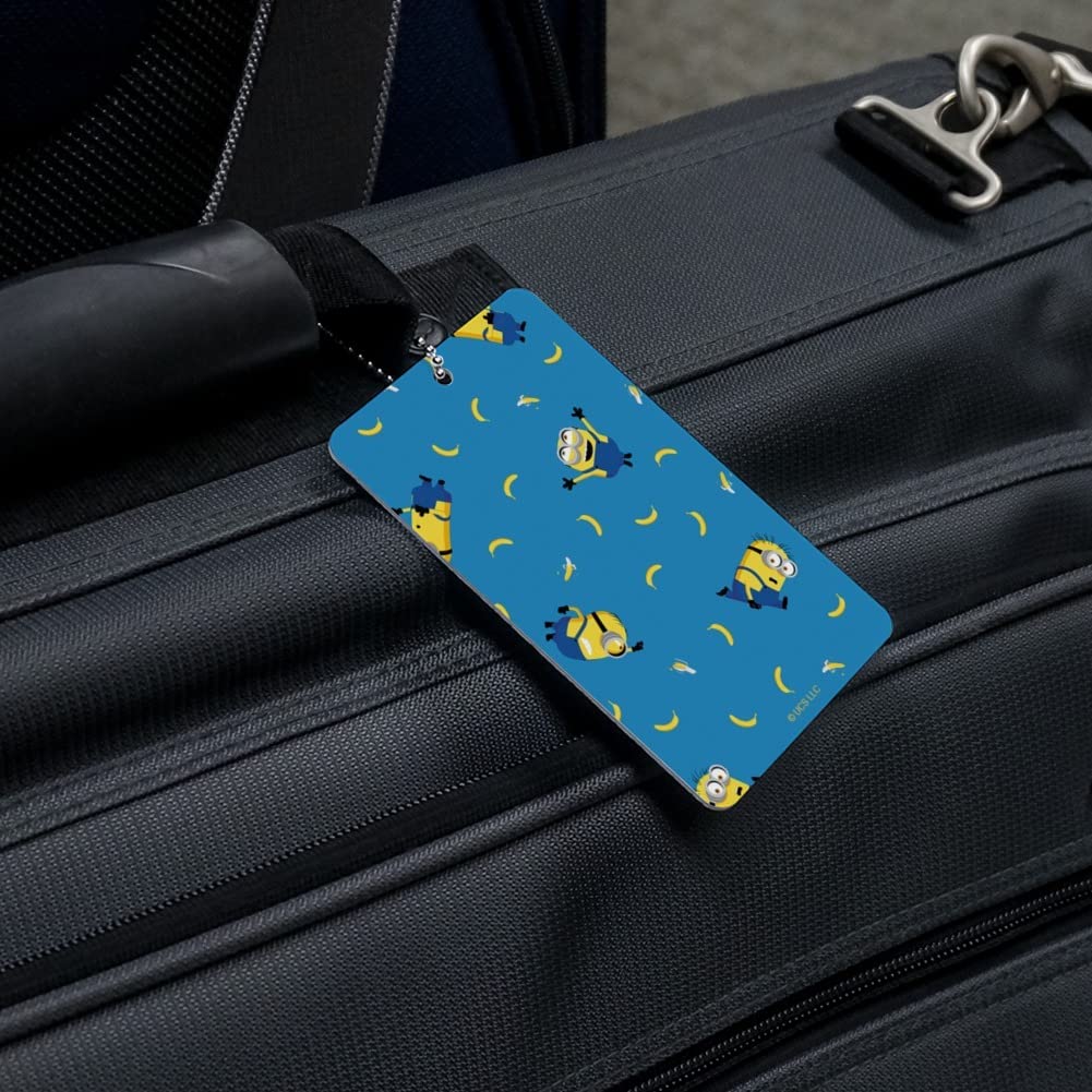 Minions Banana Pattern Luggage Tag - Durable Suitcase ID Tag for Carry-On Bags - Perfect for Travel, Kids Backpacks & Disney Theme Park Trips