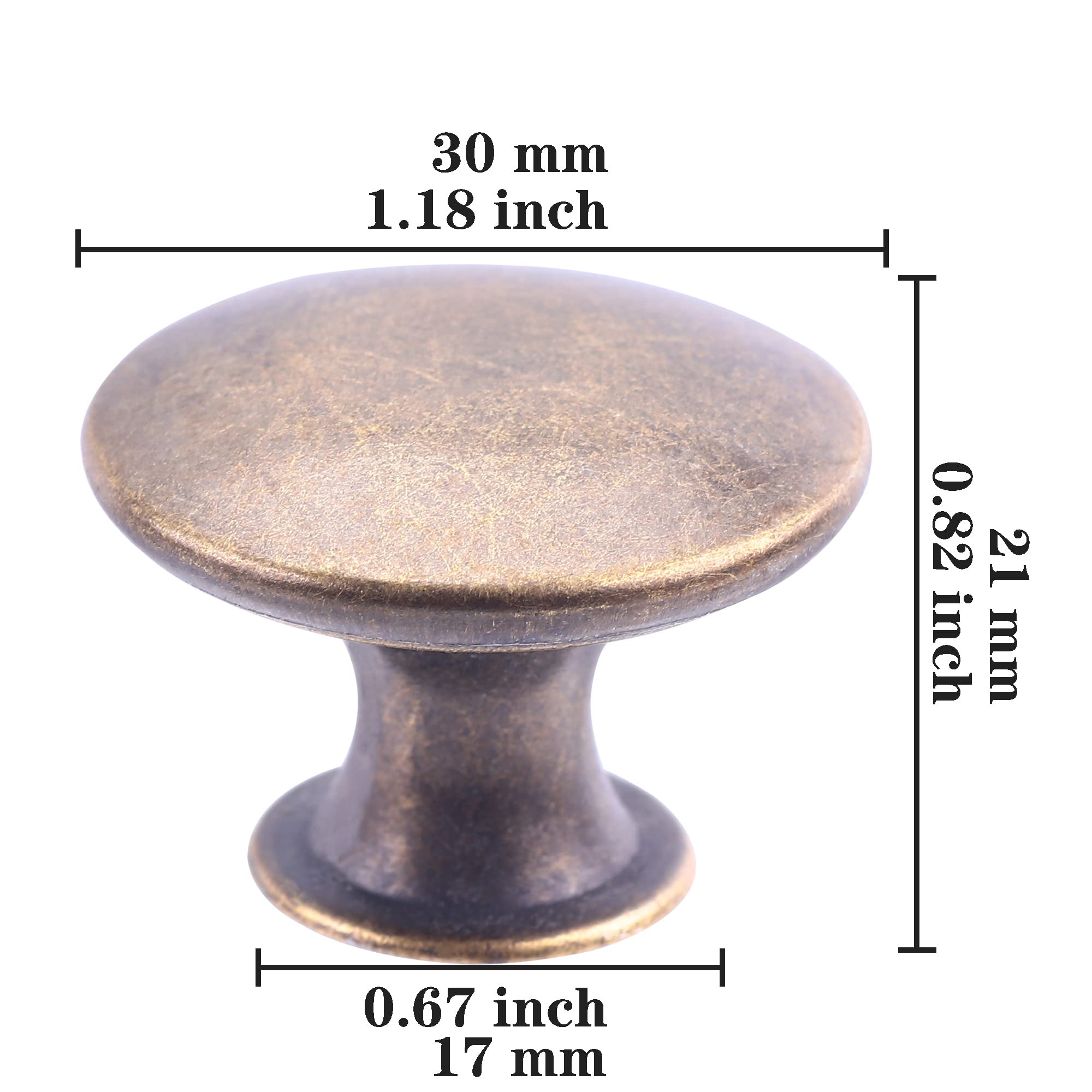 Antique Brass Cabinet Knobs 10-Pack - Drawer Pulls for Kitchen & Bathroom