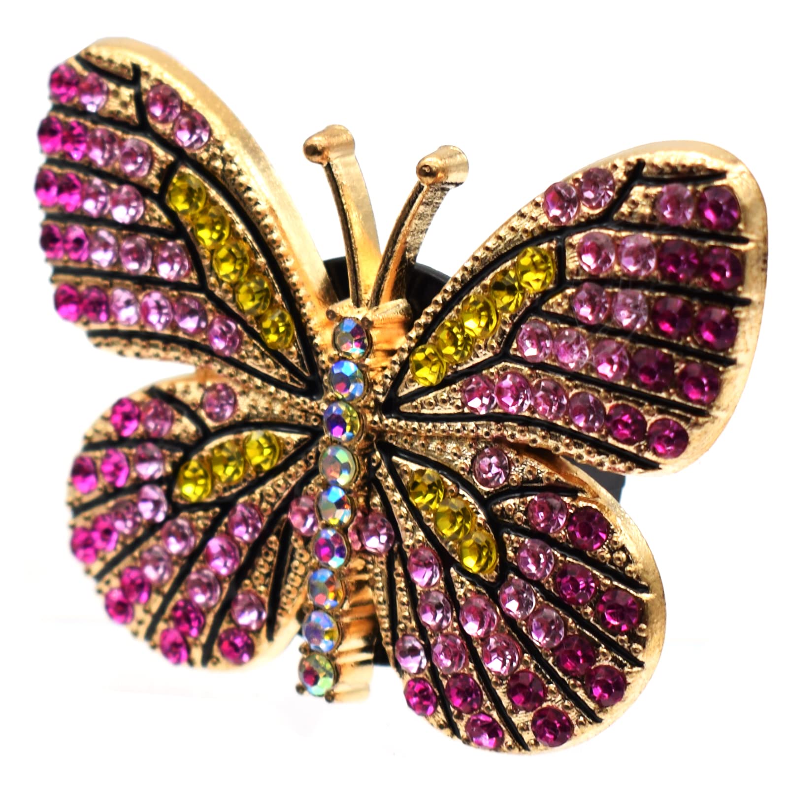 4PCS Bling Butterfly Car Air Vent Clips - Pink Butterfly & 3 Flower Decorations, Aromatherapy Air Freshener for Women - Perfect for Car Dashboard Decor & Home Fragrance