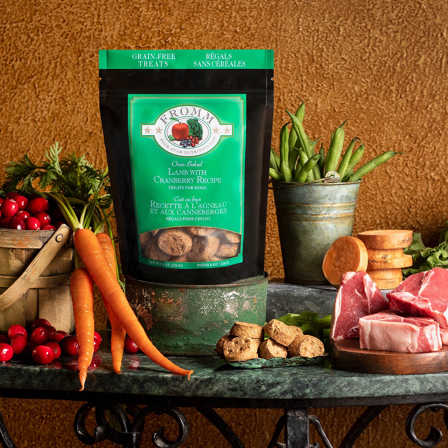 Premium Oven-Baked Fromm Four-Star Nutritionals Lamb & Cranberry Dog Treats - Grain-Free, All-Natural Dog Snacks - 8 oz - Perfect for Training, Rewards & Dental Health