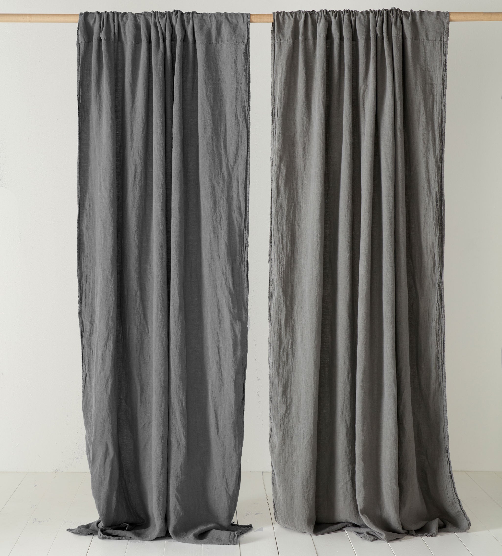 100% Linen Loop Top Curtain - Charcoal Grey - Single Panel - Light Filtering & Privacy - Perfect for Living Room & Bedroom Windows