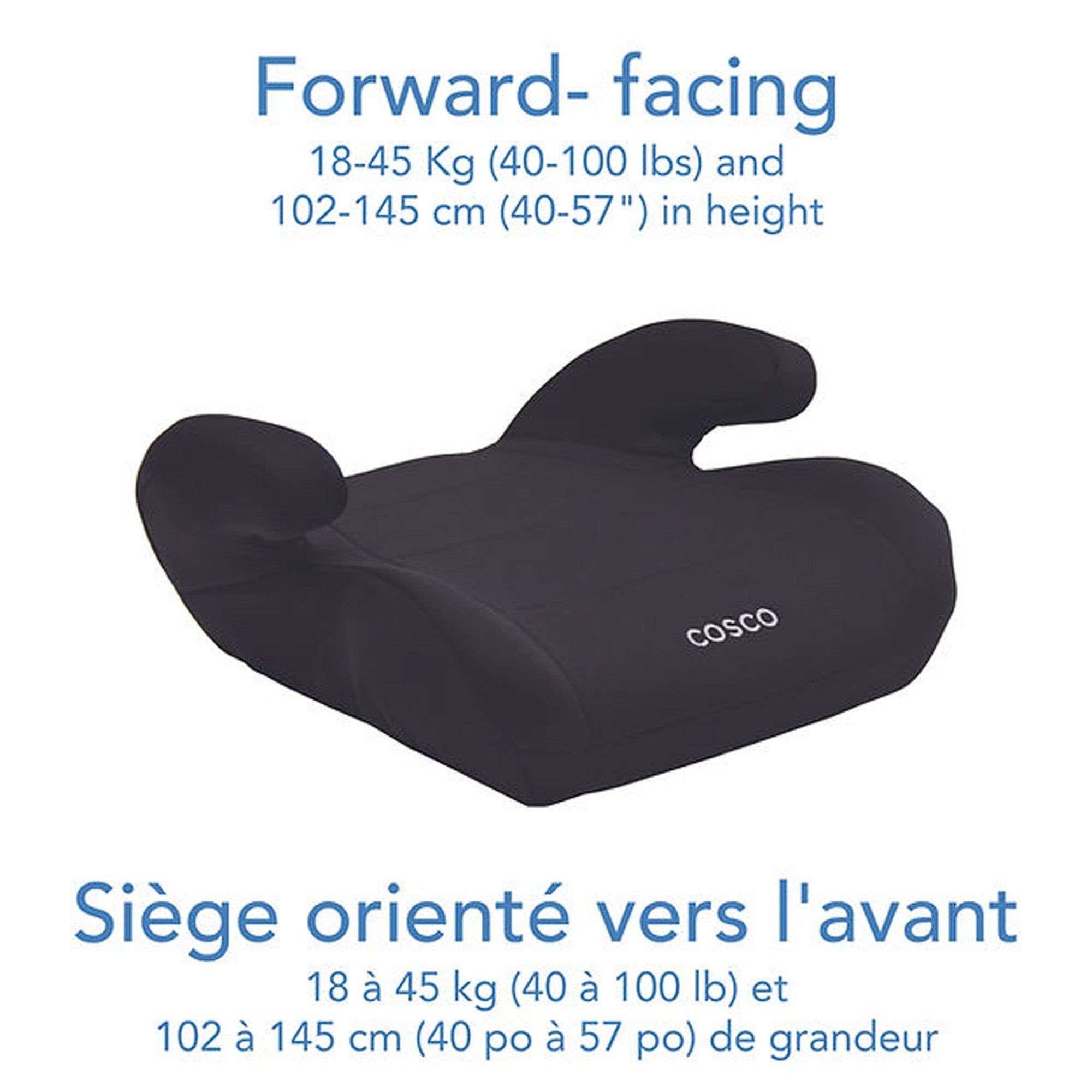 Cosco Topside Booster Car Seat - Black | High Back Booster for Big Kids | Safe & Comfortable for Car Travel