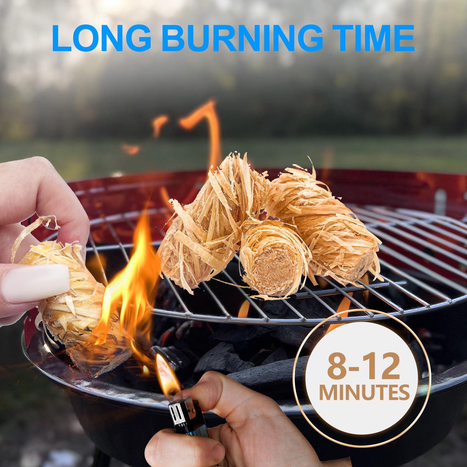 150 PCS Natural Fire Starter for Fireplace - Waterproof Fire Starters for BBQ, Pizza Oven, Fire Pit & Camping | Quick Light Charcoal & Wood Firestarter for Outdoor Cooking, Bonfires & Emergency Use