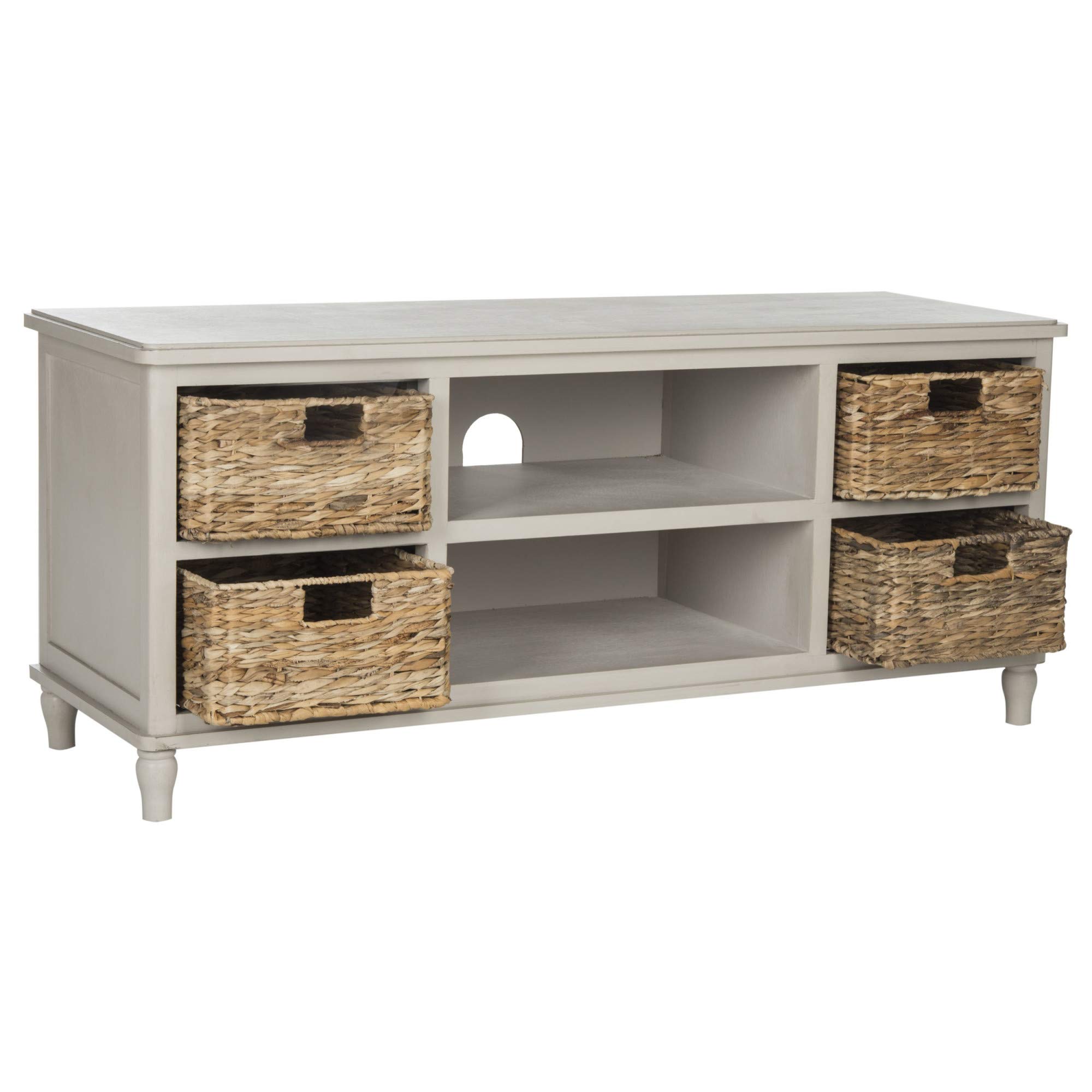 Safavieh Home Collection Rooney Entertainment TV Stand - White Wash Finish - Modern TV Console for Living Room, Bedroom & Home Theater