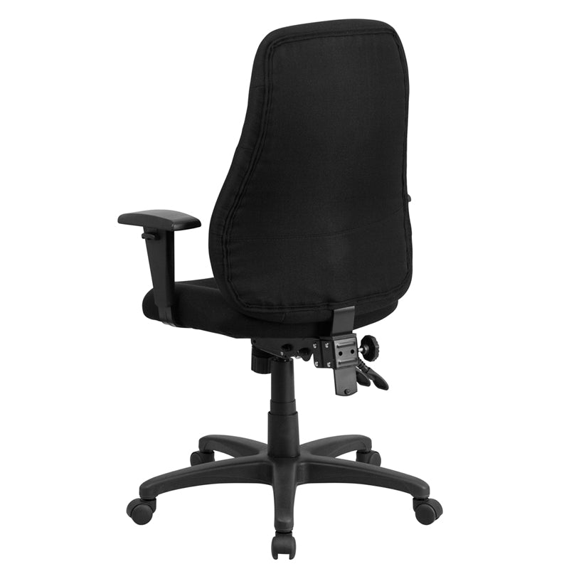 Ergonomic High Back Office Chair with Adjustable Arms - Black Fabric Swivel Task Chair for Home & Office Workspace - Perfect for Long Hours of Computer Work, Gaming, and Study Sessions