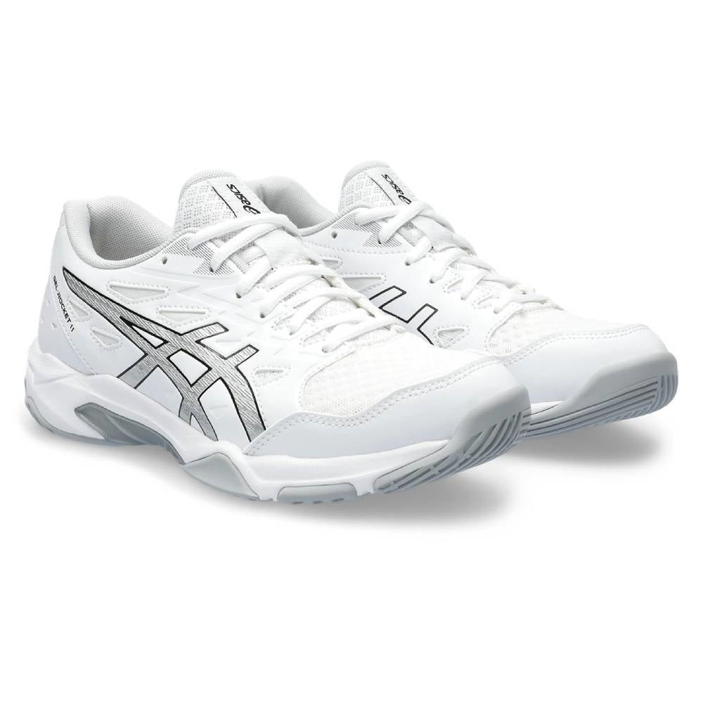 ASICS Gel Rocket 11 Women's Volleyball Shoes - Lightweight Indoor Court Sneakers for Badminton, Squash & Gym Training (White/Silver) - Perfect for Sports Enthusiasts & Professional Athletes