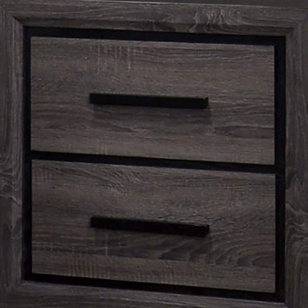 Benjara Modern Gray and Black Wooden Nightstand with 2 Drawers & Finger Pull Handle - Perfect for Bedroom, Living Room, or Office Storage