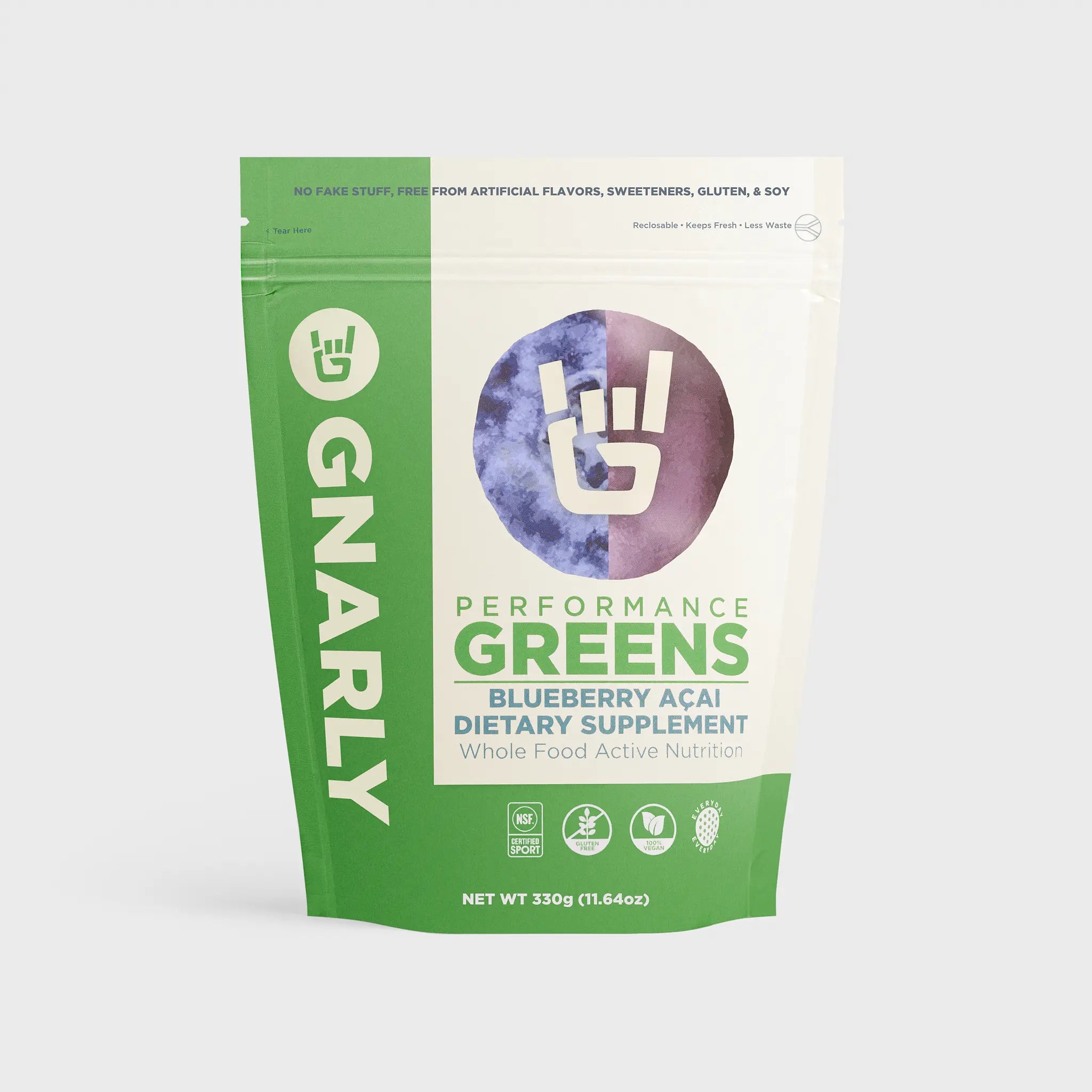 Gnarly Performance Greens Superfood Powder - Organic Vegan Greens Supplement for Energy & Digestion - Perfect for Smoothies, Juices & Post-Workout Recovery