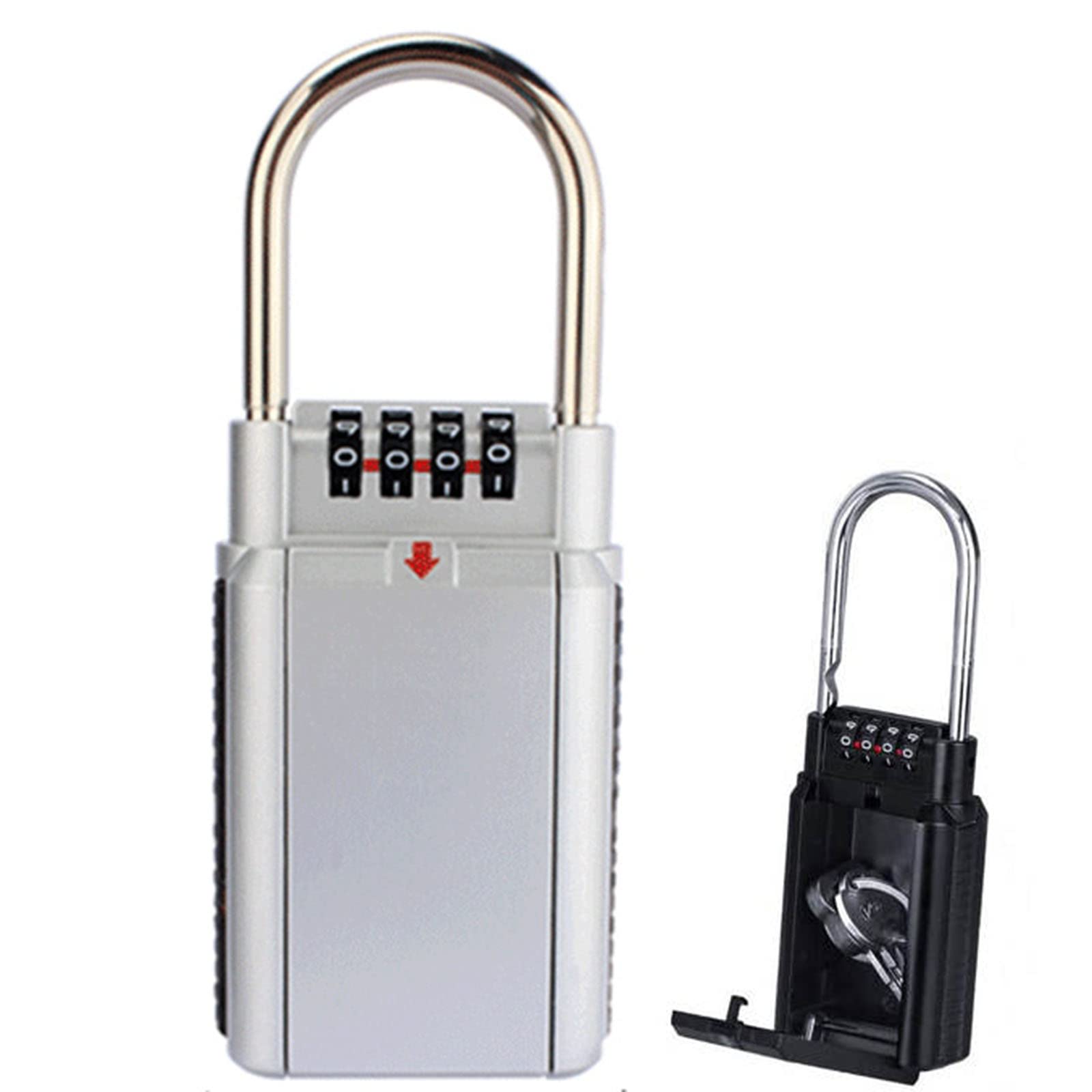 **4-Digit Combination Key Lock Box - Waterproof Wall Mount Safe for Spare Keys | Secure Outdoor & Indoor Use for Home, Warehouse, Office & Travel | Silver**
