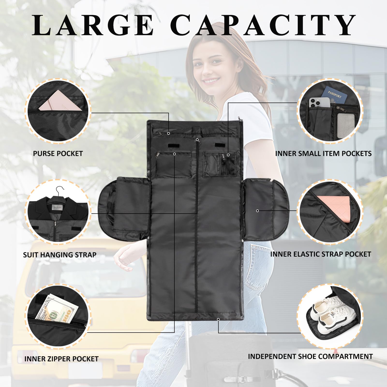 Convertible Rolling Duffle Carry On Luggage with Wheels - Travel Garment Bag for Women & Men, Large Hanging Suitcase for Business Trips & Weekend Getaways | Perfect for Air Travel, Business Meetings & Vacation Packing