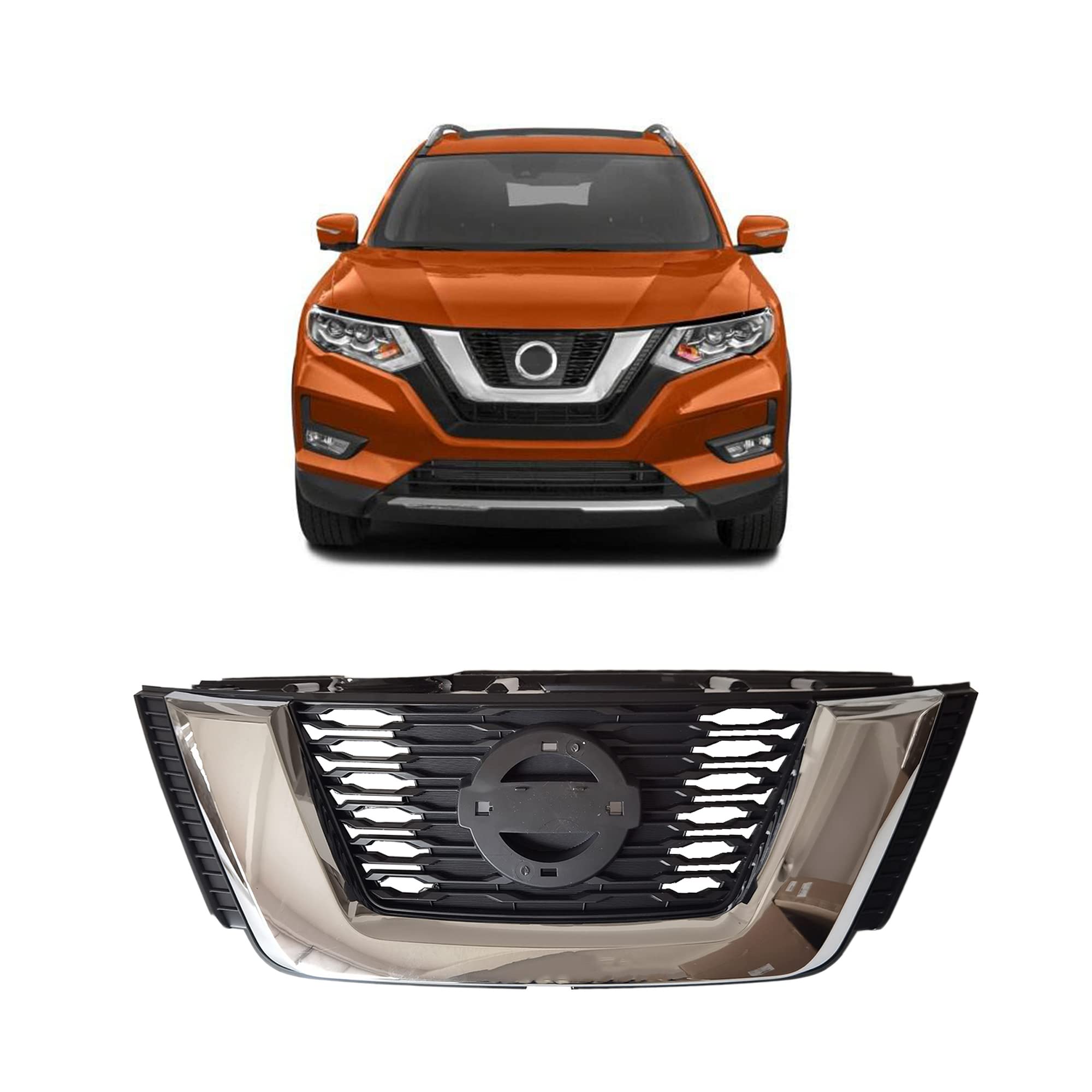 Chrome Front Bumper Grille for 2017-2018 Nissan Rogue - NI1200281 - Perfect Upgrade for Car Exterior & Off-Road Protection