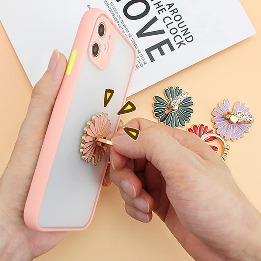 360° Rotating Phone Ring Holder Stand - 6 Pack Daisy Grip Finger Ring for Cell Phone & Tablet Case Accessories | Perfect for Hands-Free Viewing, Gaming, and Secure Grip While Commuting