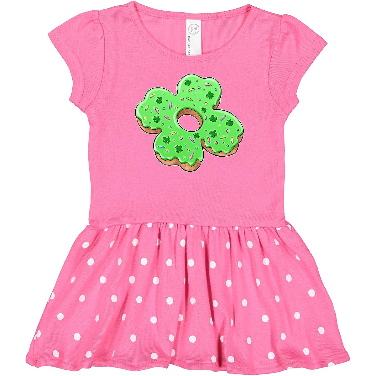 Inktastic St. Patrick's Day 4 Leaf Clover Donut with Sprinkles Baby Girl Dress - Cute Outfit for Infant Holiday Photos & Irish Themed Parties