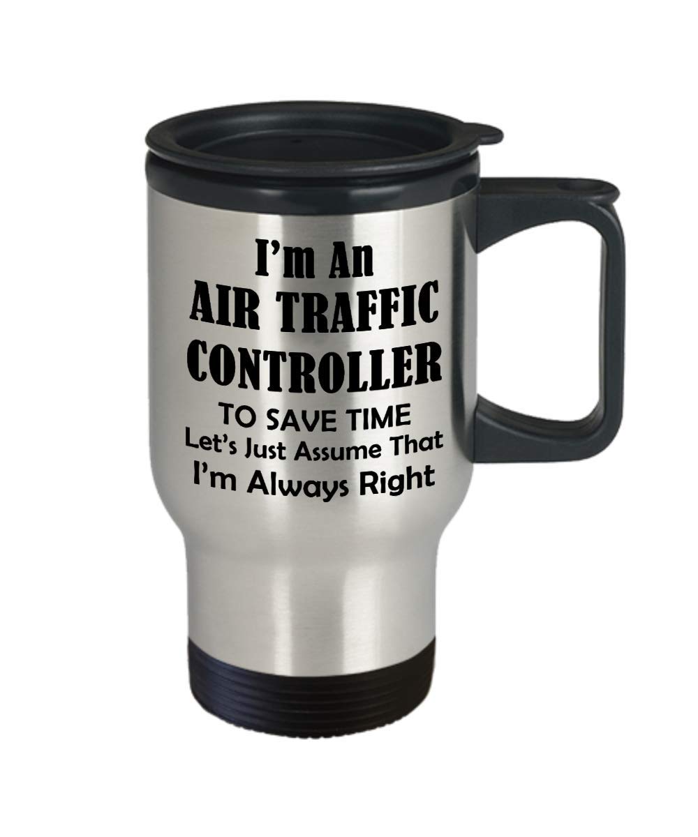 Funny Air Traffic Controller Travel Mug - Insulated Coffee Tumbler Gift for ATC Aviation Specialist | Perfect for Flight Control Tower, ATCO Appreciation & Office Use