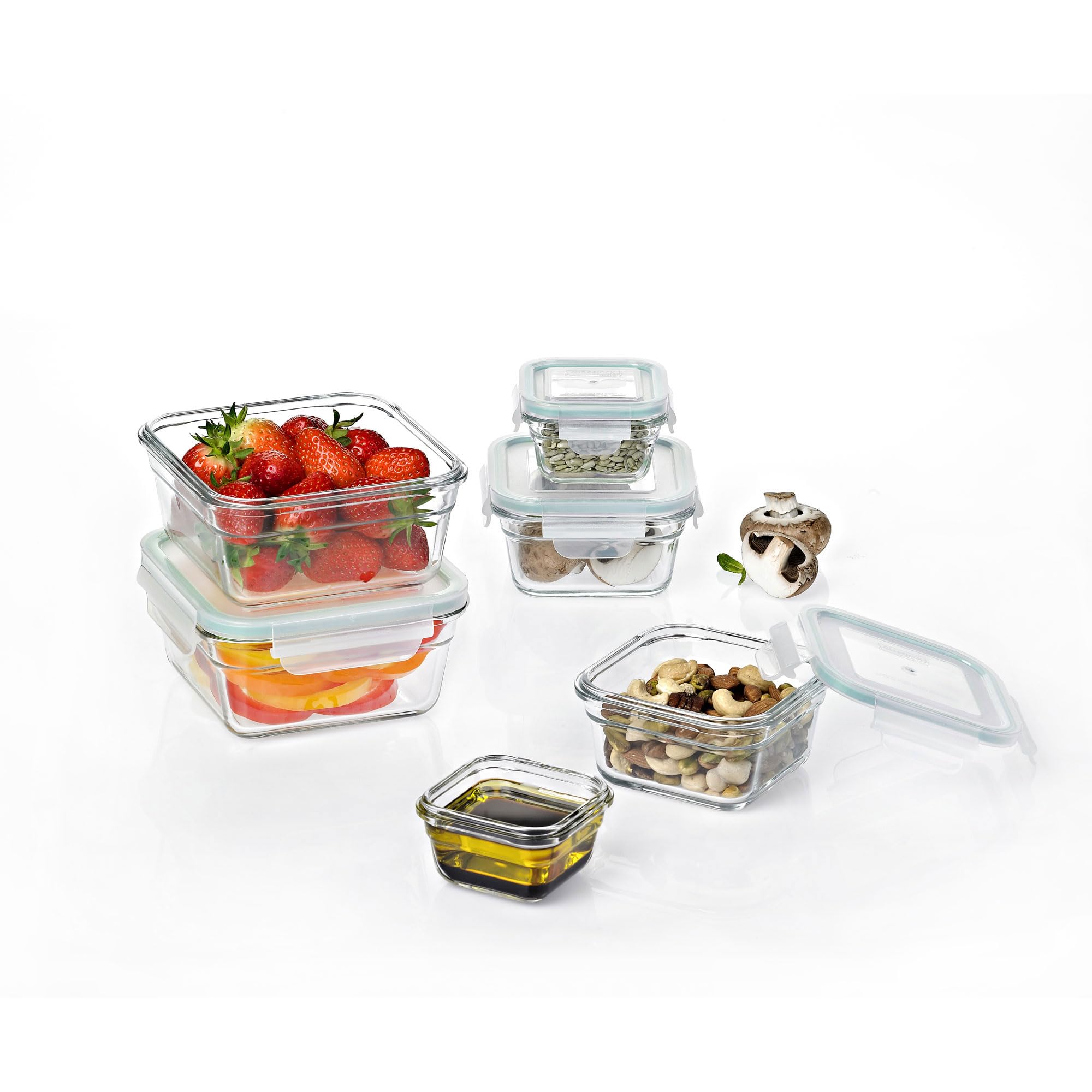 Glasslock 12-Piece Glass Food Storage Container Set - Oven, Microwave & Freezer Safe - Airtight BPA-Free Containers for Meal Prep, Leftovers & Pantry Organization