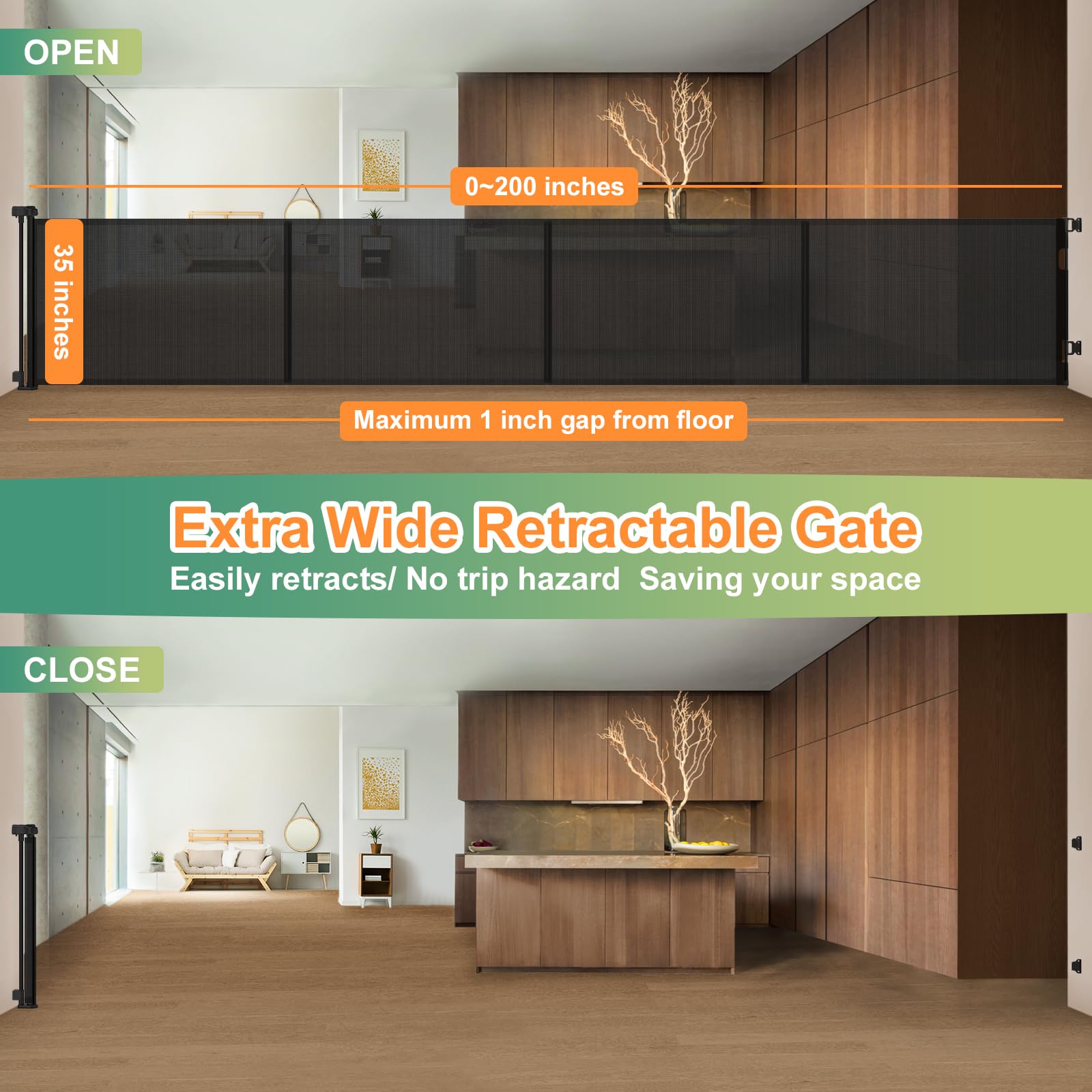 200'' Extra Wide Retractable Baby Gate - 34