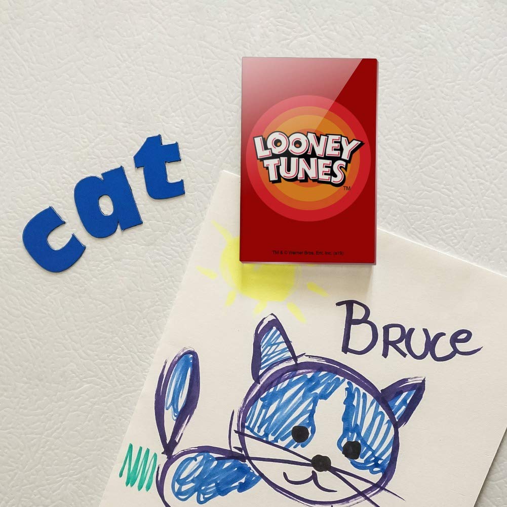 Looney Tunes Logo Rectangle Acrylic Fridge Magnet - Fun Cartoon Character Refrigerator Decor for Kitchen, Office & Dorm Room