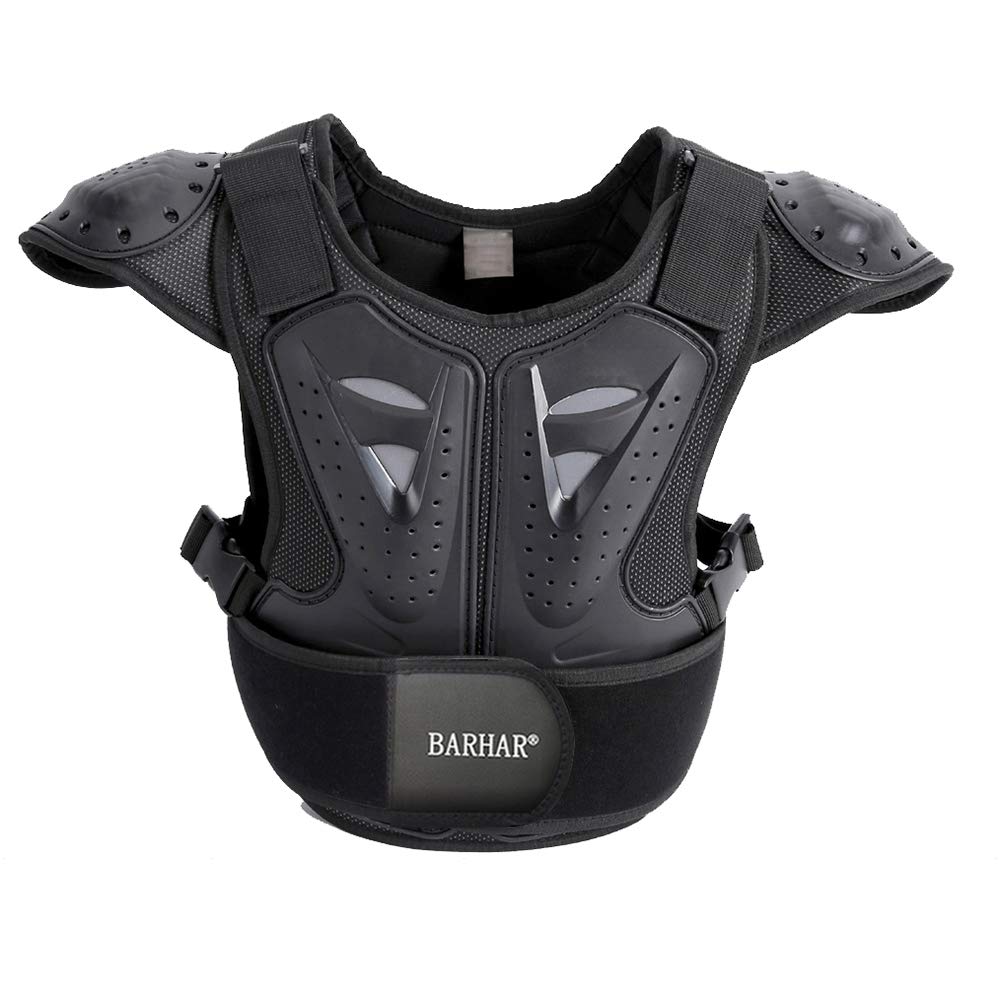 BARHAR Kids Dirt Bike Body Chest Spine Protector Armor Vest - Youth Motocross Protective Gear for Dirtbike, Skiing & Snowboarding - Black Size L (51