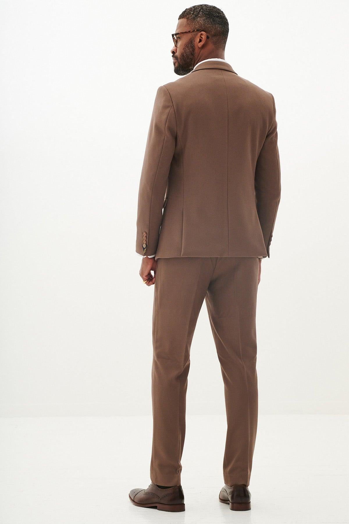 HM5 Tan Tailored Three Piece Suit for Men - Premium Business Formal Wear for Weddings, Interviews & Special Occasions