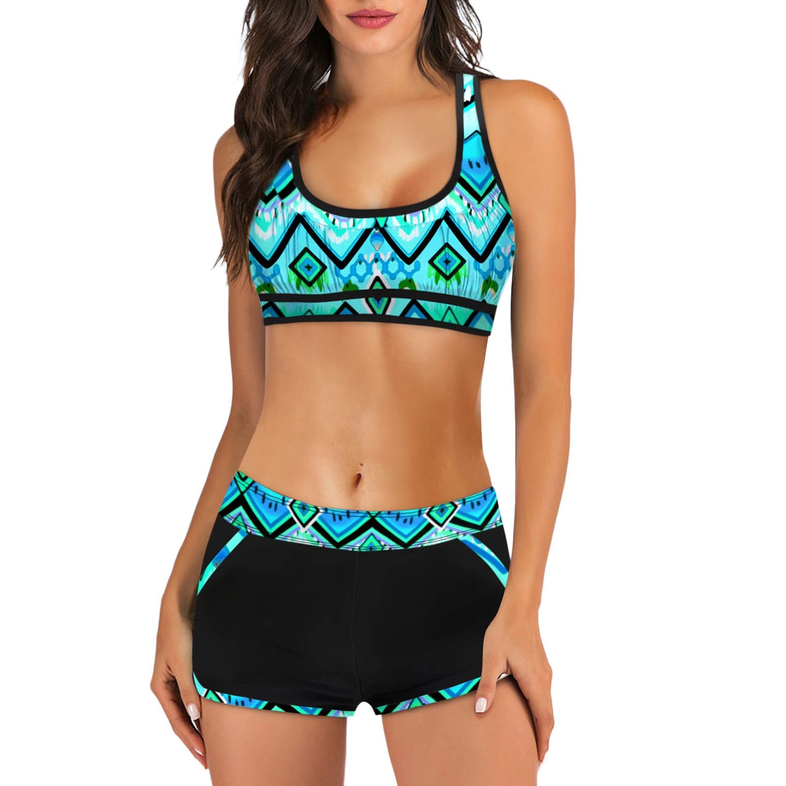 Women's High Waist Bikini Set - Floral Print Swimwear with High Split Design, Tankini Top & Bottom for Beach, Pool & Summer Vacations | Perfect for Swimming, Sunbathing & Water Sports