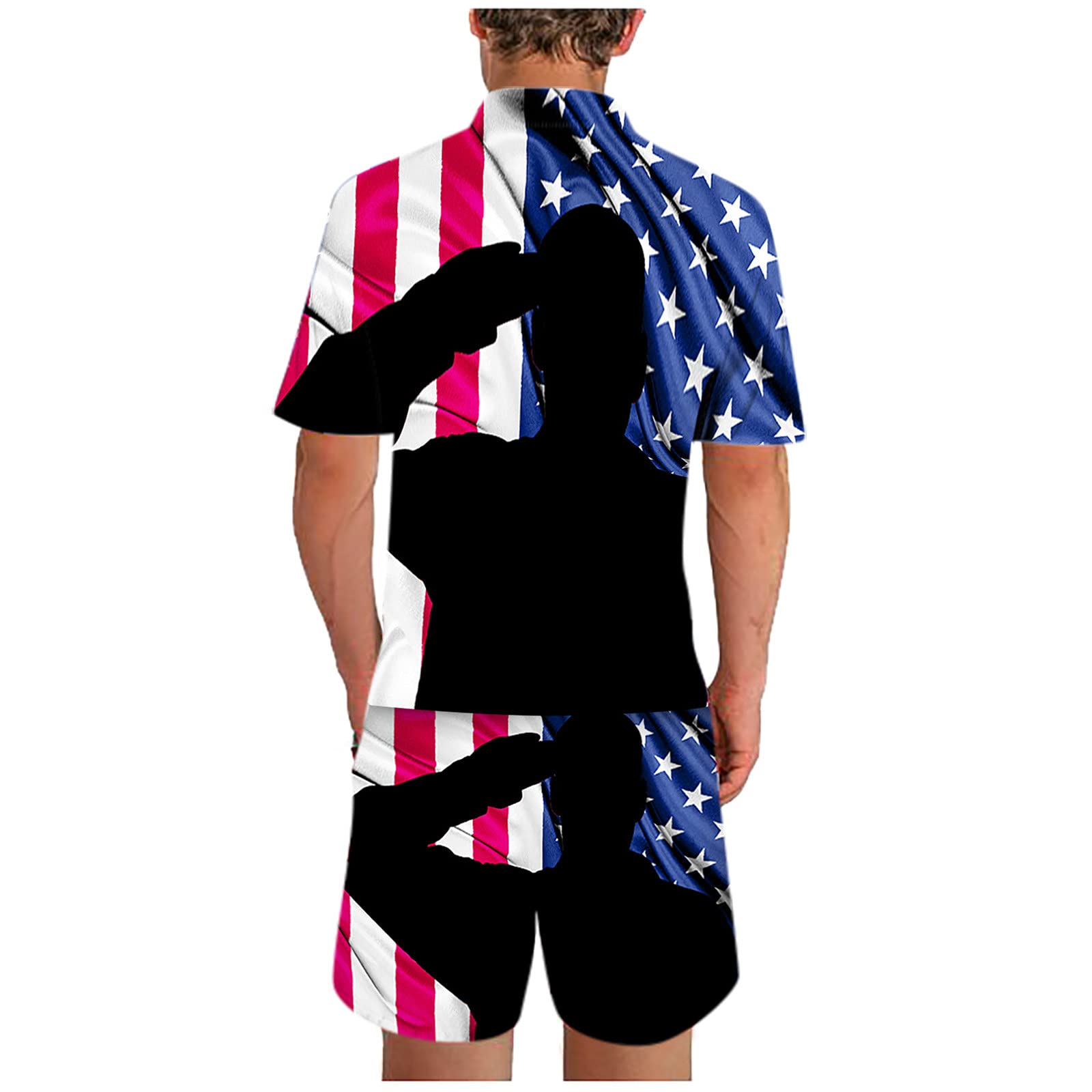 American Flag 3D Printed Summer Suit for Men - Patriotic Sports Jacket & Pants Set - Perfect for Independence Day, BBQ Parties & Outdoor Events