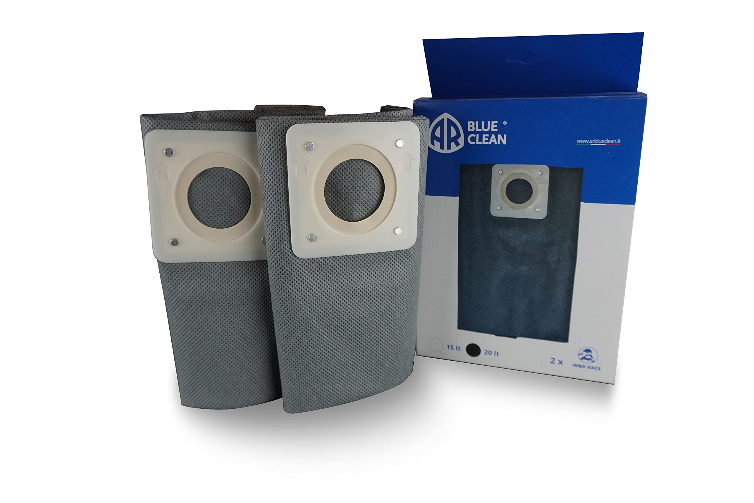 AR Blue Clean Reusable 20L Cloth Filter Bags for Wet/Dry Vacuums - Ideal for Cleaning Liquids, Solids, Dust in Workshops, Garages & Construction Sites