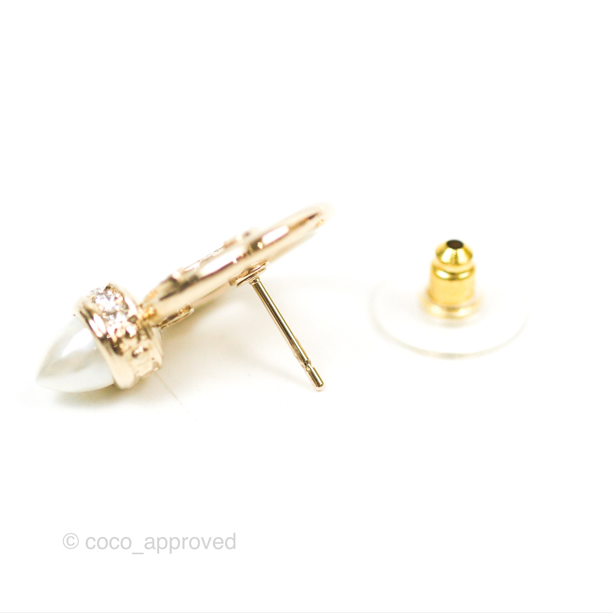 Chanel CC Crystal Pearl Earrings in Gold Tone - Luxury Fashion Jewelry for Women | Perfect for Parties, Weddings & Special Occasions