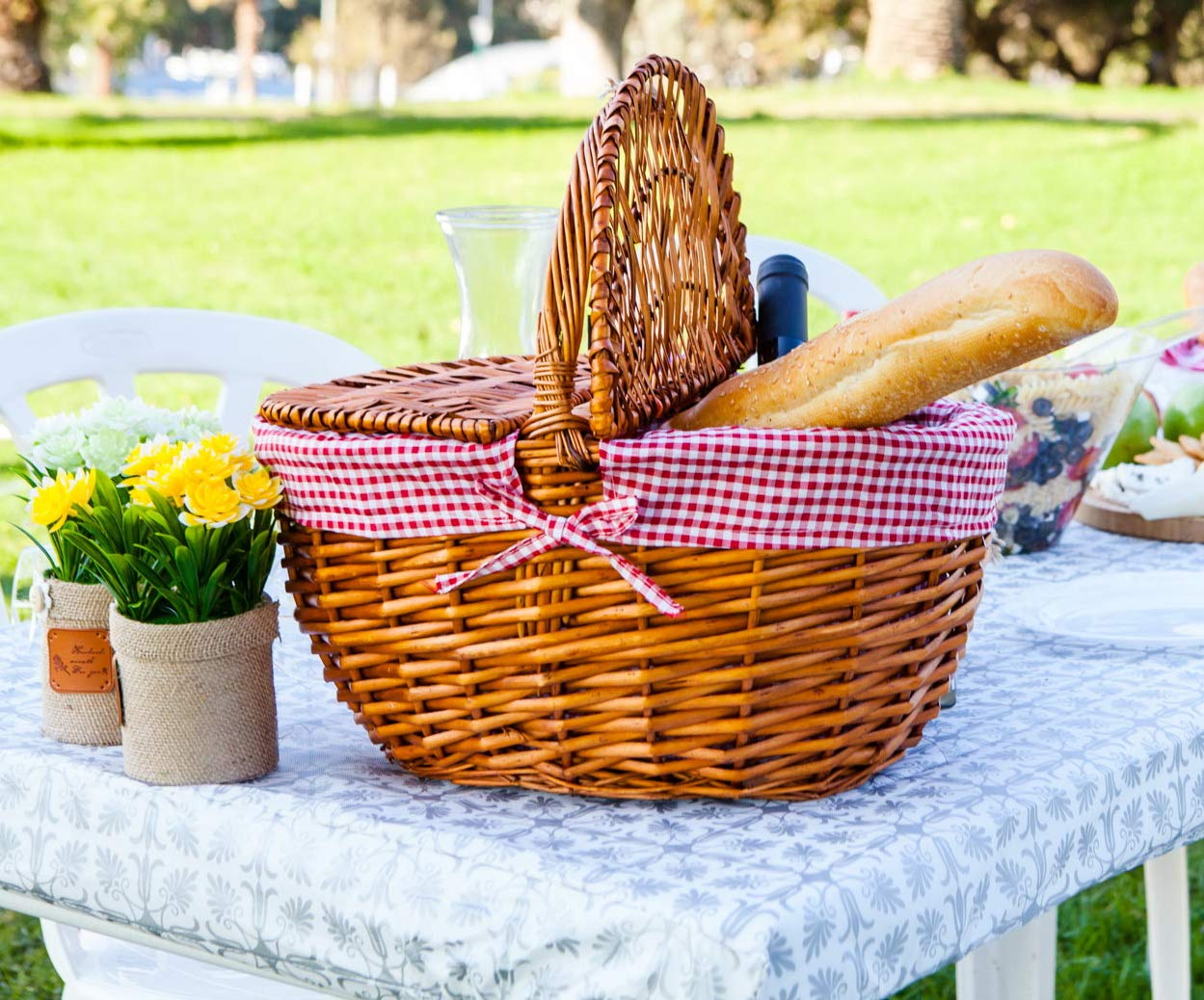 Silver Patterned 34x34 Inch Christmas Plastic Tablecloth - Elastic Corner Fitted Vinyl Table Cover for Folding Card Tables, Picnic, Birthday Party, Camping, Garden Banquet, Indoor & Outdoor Use