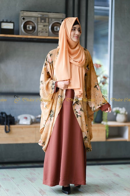 Floral Brown Batwing Shrug - Stylish Women's Cardigan for Casual Wear & Layering | Perfect for Fall & Winter Outfits, Office & Date Nights