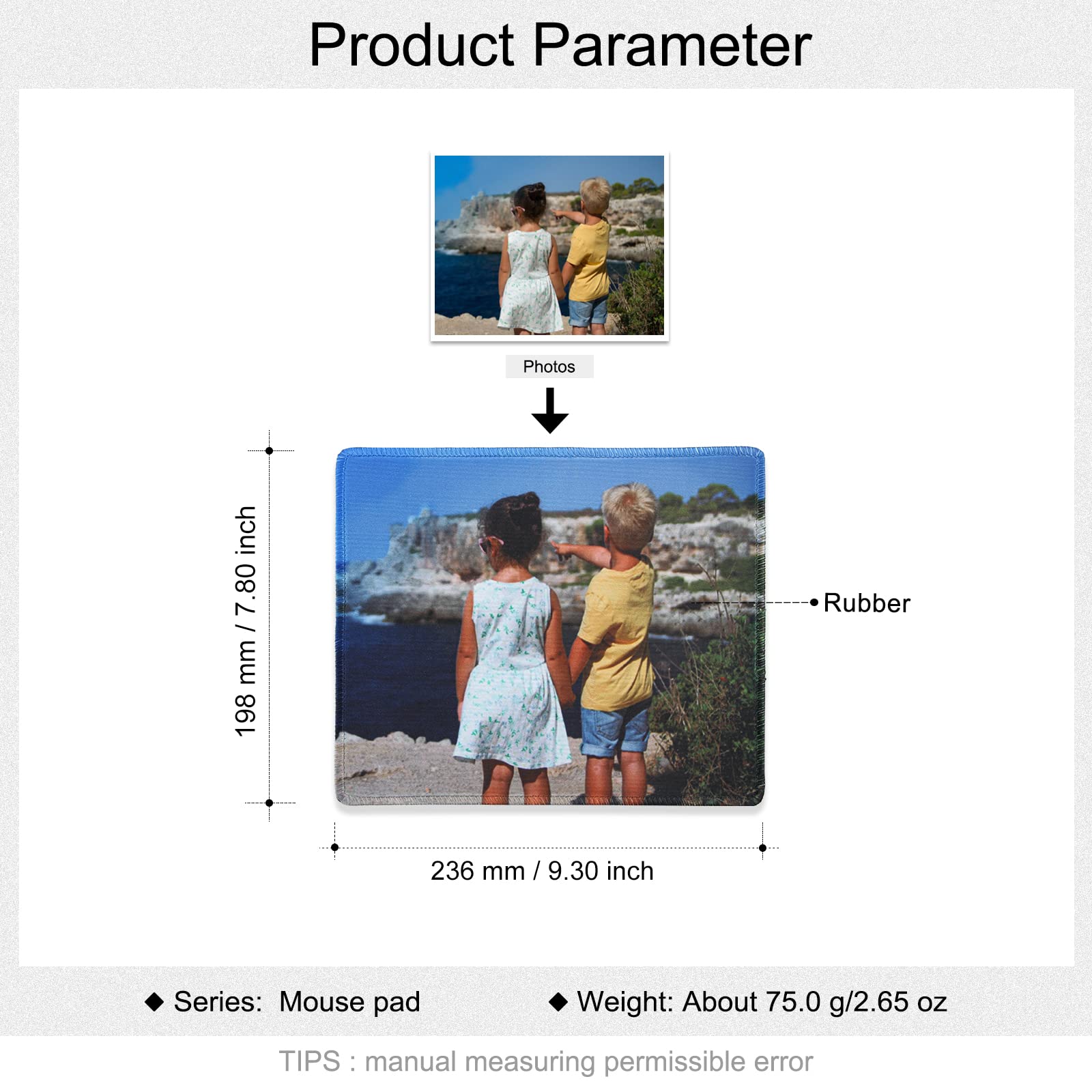 Custom Photo Mouse Pad - Personalized Gaming & Office Desk Mouse Mat with Your Photos - Large 24x20cm Rubber Non-Slip Mousepad for Computer, Laptop, Wireless Mouse - Perfect for Work, Gaming & Home Office Setup