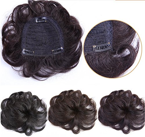 4.7 x 4.7 Inch Curly Wavy Human Hair Topper Clip - Real Remy Hair Piece for Women with Thinning Hair (Jet Black) | Perfect for Daily Wear, Special Occasions & Hair Loss Solutions