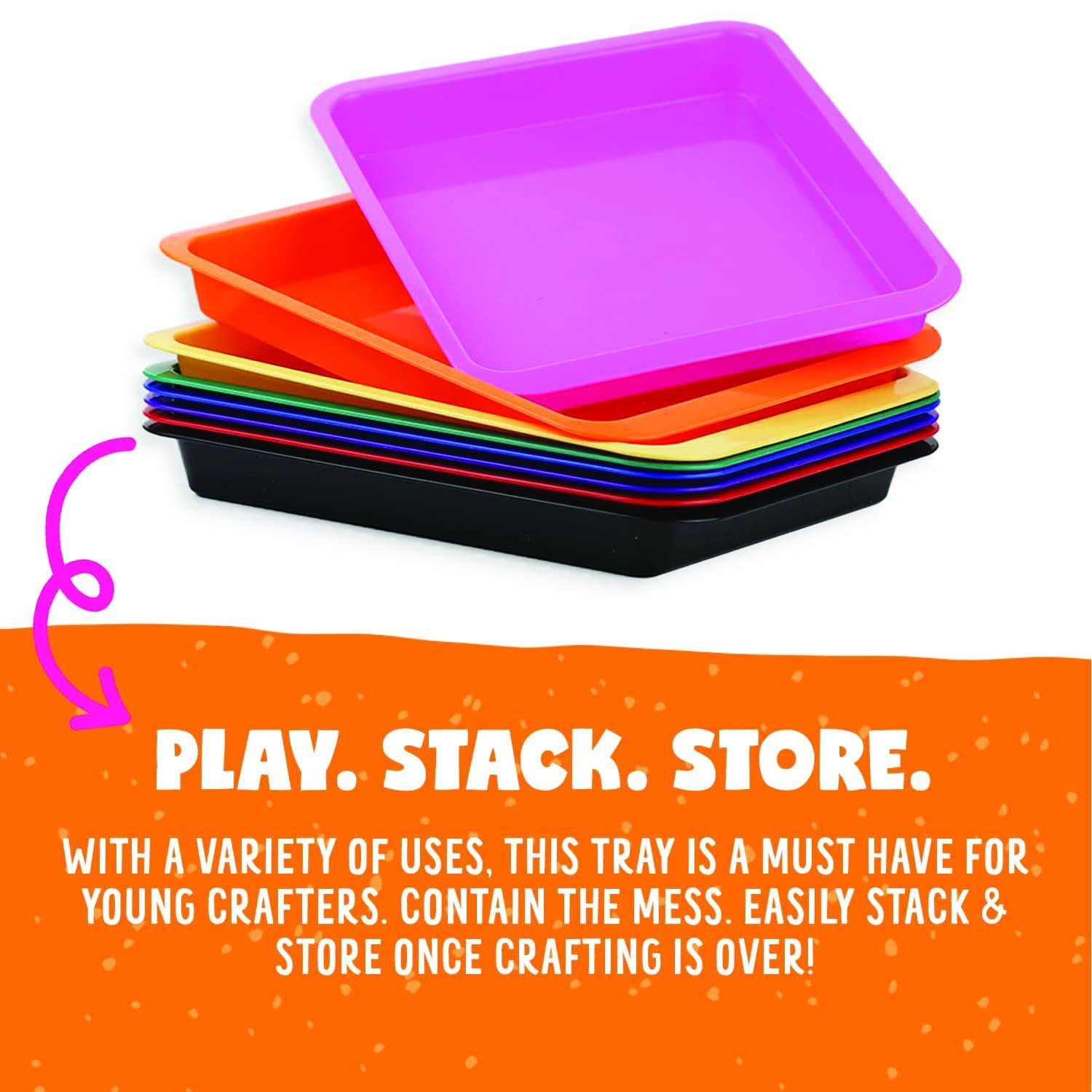 **8-Piece Kids Activity Plastic Tray Set with Washable 8-Color Dot Markers (2 Pack) – Perfect for Toddler Arts & Crafts, Preschool Learning, and Mess-Free Playtime**
