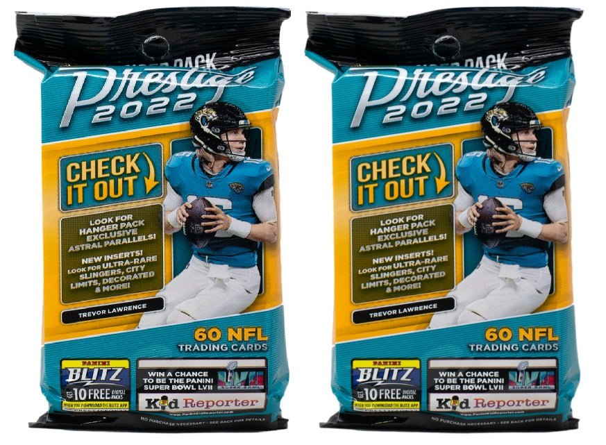 2022 Panini Prestige Football Card Hanger Packs (Lot of 2) - Factory Sealed NFL Trading Cards for Collectors & Fantasy Football Fans - Perfect for Gifts, Trading, and Display