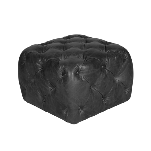 Halo Benson Leather Footstool Ottoman - Old Glove Espresso Brown - Perfect for Living Room, Bedroom & Office Decor