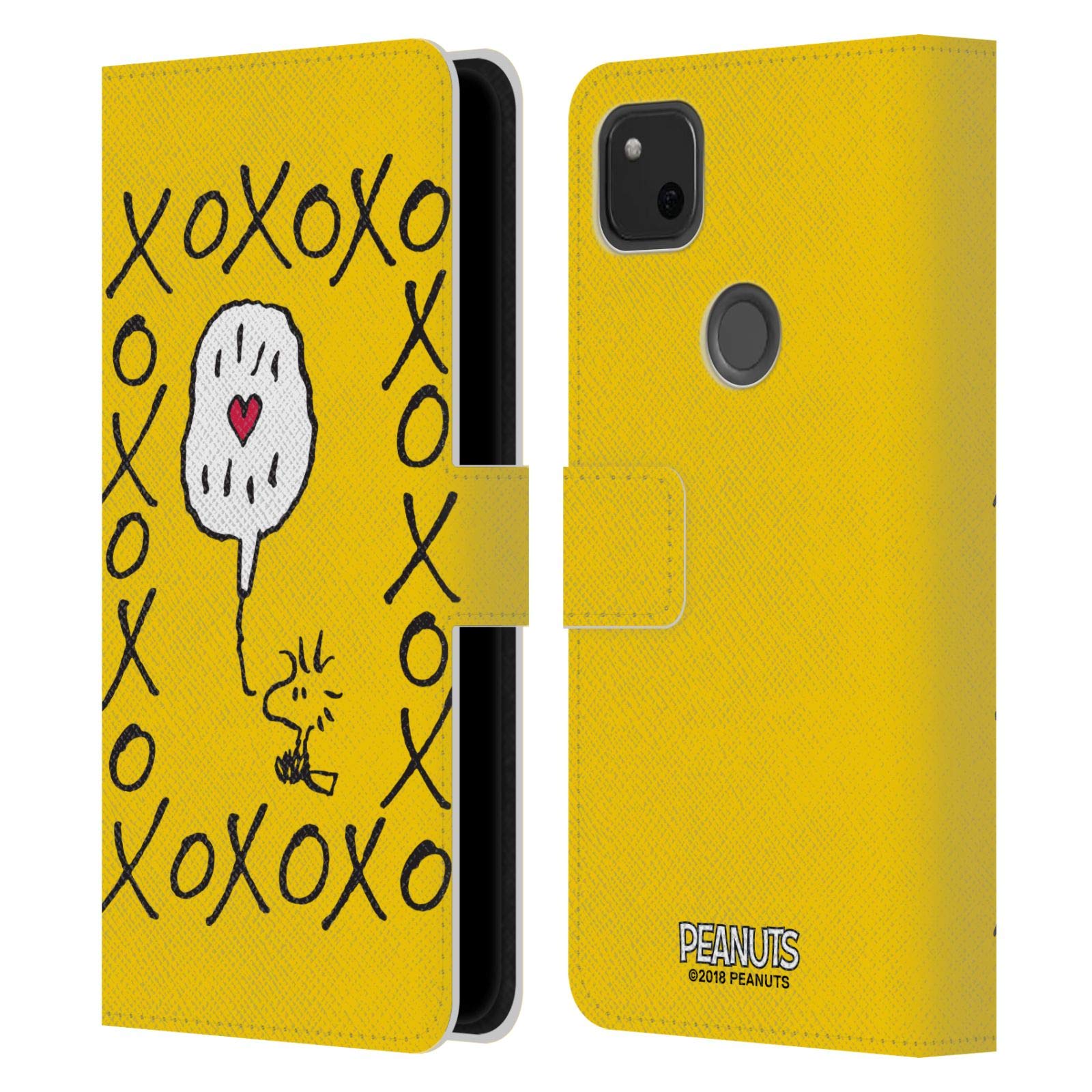 Head Case Designs Peanuts Woodstock XOXO Leather Book Wallet Case for Google Pixel 4a - Sealed with A Kiss, Perfect for Daily Use & Gift Giving
